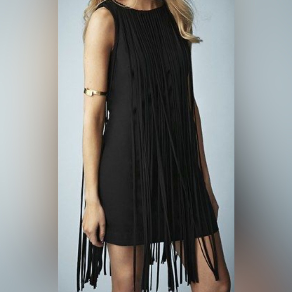 Kate Moss x Topshop Black Fringe Sleeveless Dress